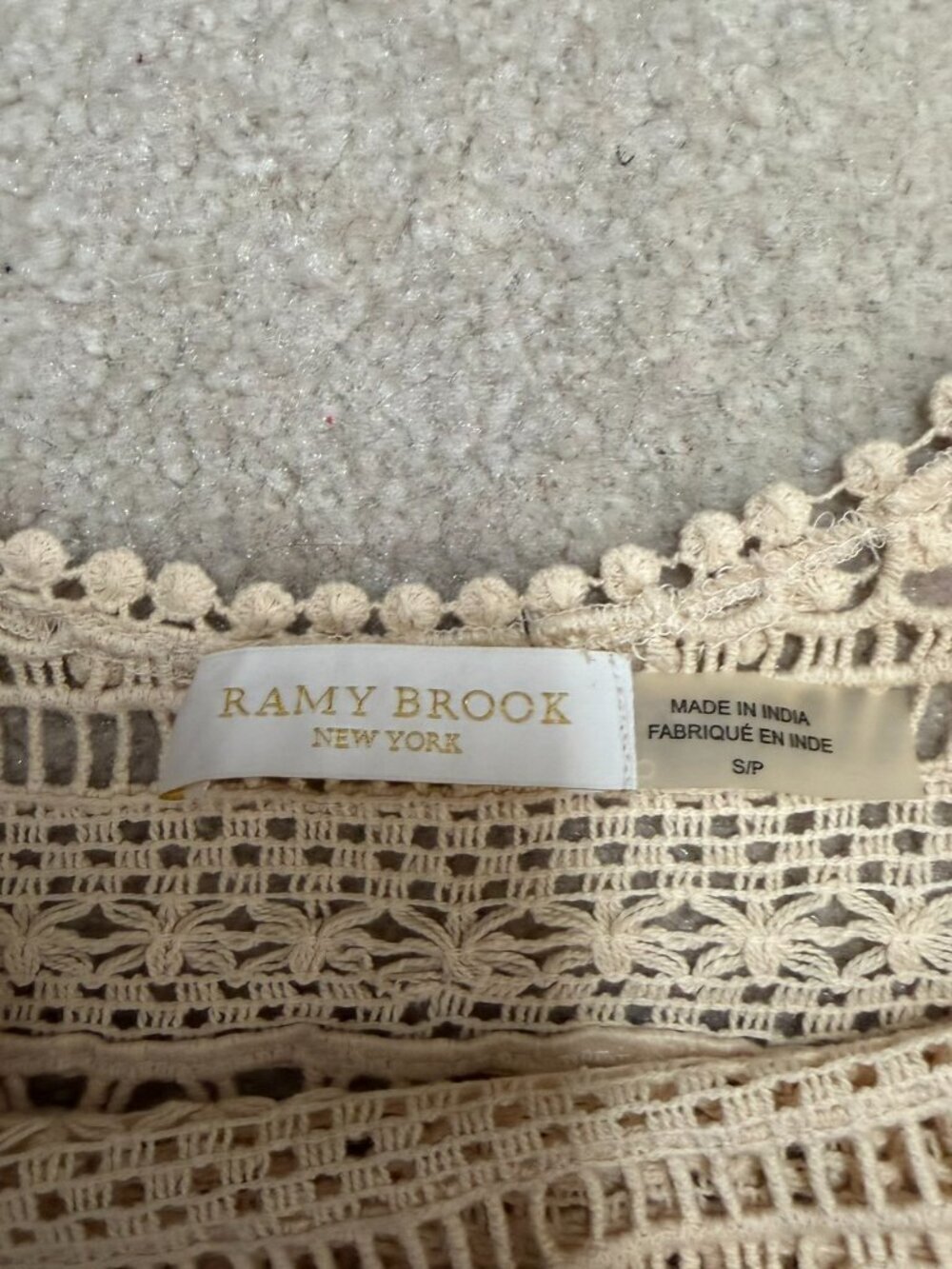 EUC Ramy Brook Beige Crochet Tassel Tank Top S Cotton Boho Festival - Picture 3 of 5